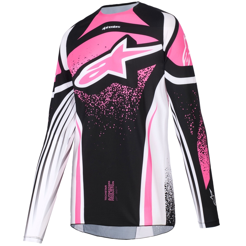 Alpinestars Stella Techstar Nomur naisten motocross trikoo musta, valkoinen ja vaaleanpunainen