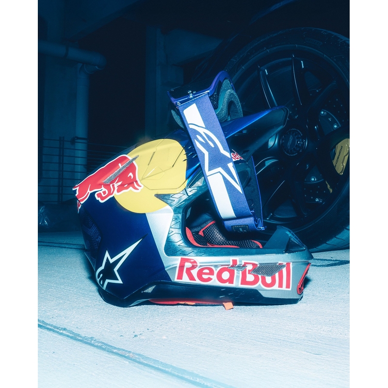 Alpinestars Supertech Vision Hunta96 XXV motocross-lasit violetti ja valkoinen peilillä ja hopeisella pleksillä.