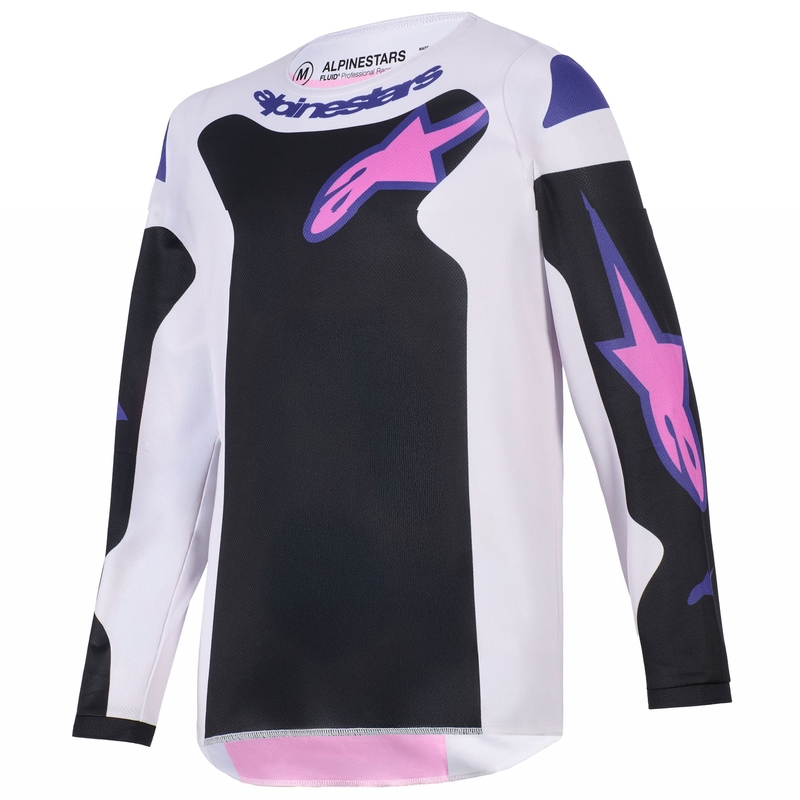 Alpinestars Fluid Grid lasten motocross paita musta-vaaleanharmaa-violetti