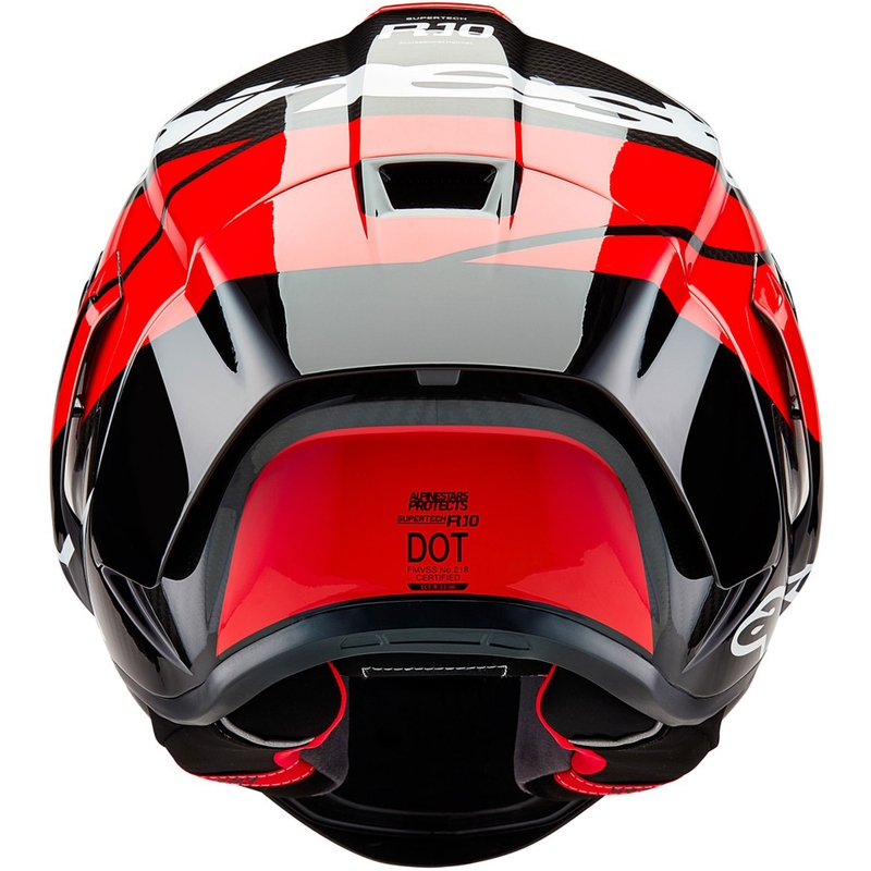Alpinestars Supertech R-10 Element hiilikuituinen fluo-kokokypärä moottoripyörälle, puna-valkoinen