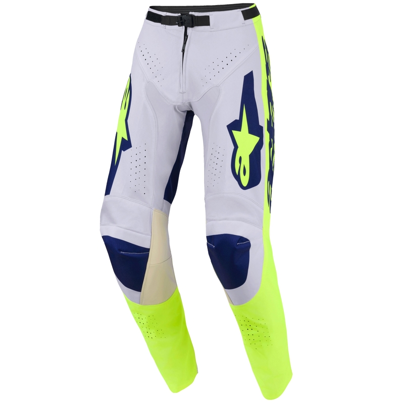 Alpinestars Racer Air Riway motocross-housut vaaleanharmaa-fluokokelta-siniset