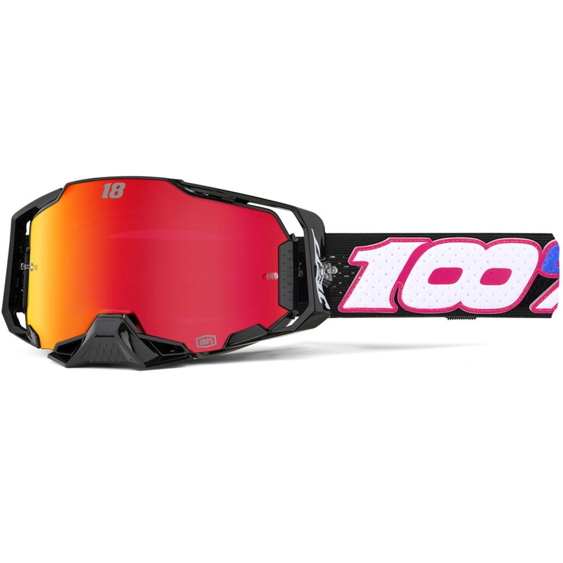 Motocross-lasit 100% Armega Hiper Jett Special punaisella pleksillä