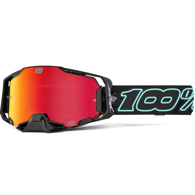Motocross-lasit 100% Armega Hiper Jett Special punaisella pleksillä