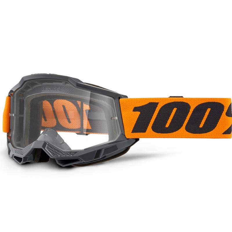 Motocross-lasit 100% Accuri 2 Oranssi kirkkaalla pleksillä varustettuna.