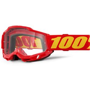Motocross lasit 100% Accuri 2 punainen kirkkaalla pleksillä varustettuna