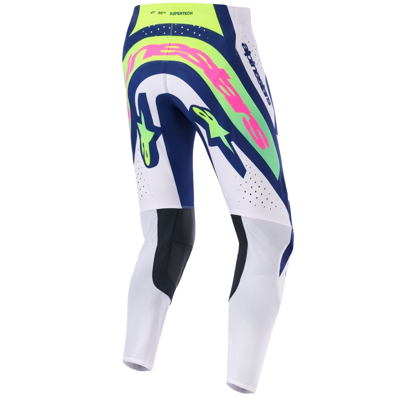 Alpinestars Supertech Vista Motocross-housut vaaleanharmaa-fluo-kelta-vihreä-sininen-vaaleanpunainen