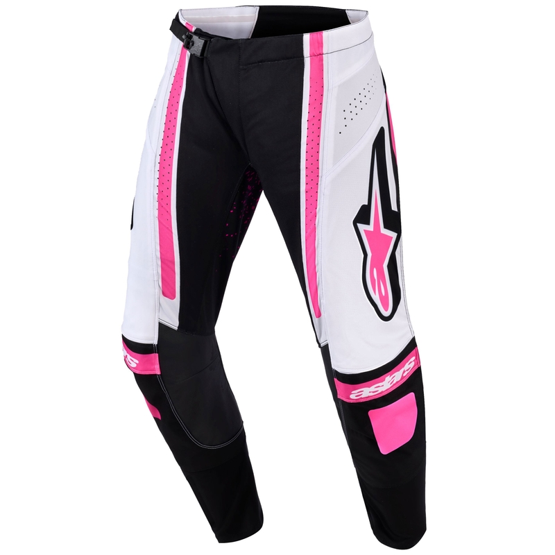 Alpinestars Stella Techstar Nomur Naisten motocross-housut musta, valkoinen ja vaaleanpunainen väri.