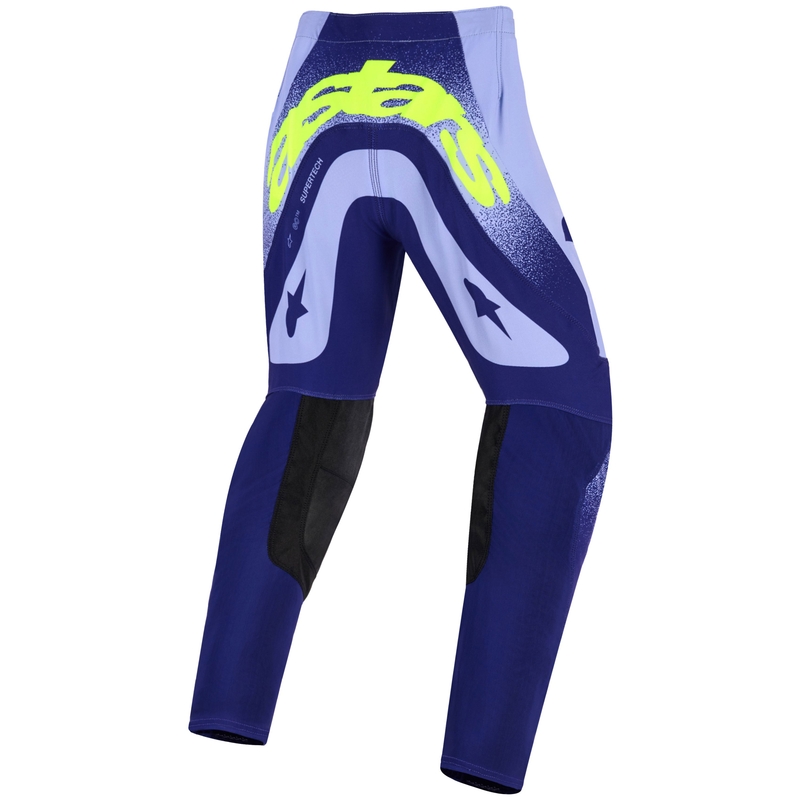Alpinestars Supertech Scenz Lasten Motocross-housut violetti ja fluo-keltainen väri