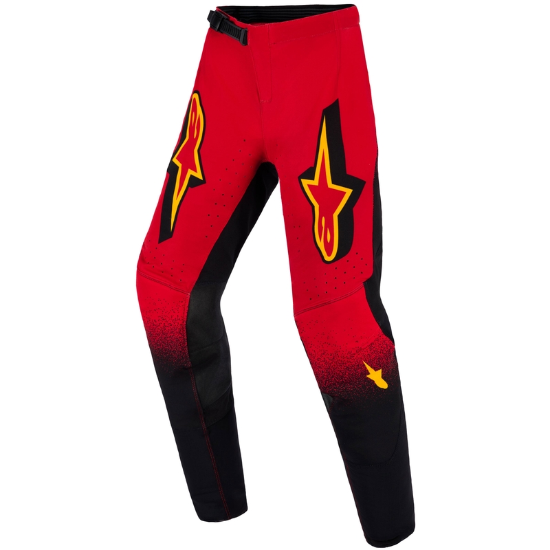 Alpinestars Supertech Scenz Punaiset, mustat ja keltaiset lasten motocross-housut.