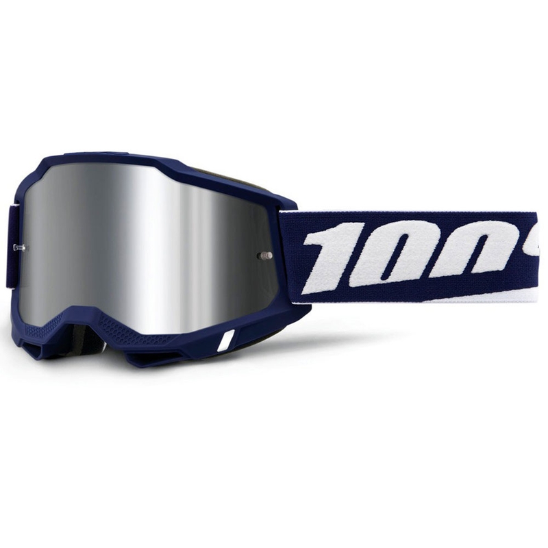 Motocross-lasit 100% ACCURI 2 Mifflin hopeisella pleksillä 100% ACCURI 2 Mifflin hopeisella pleksillä