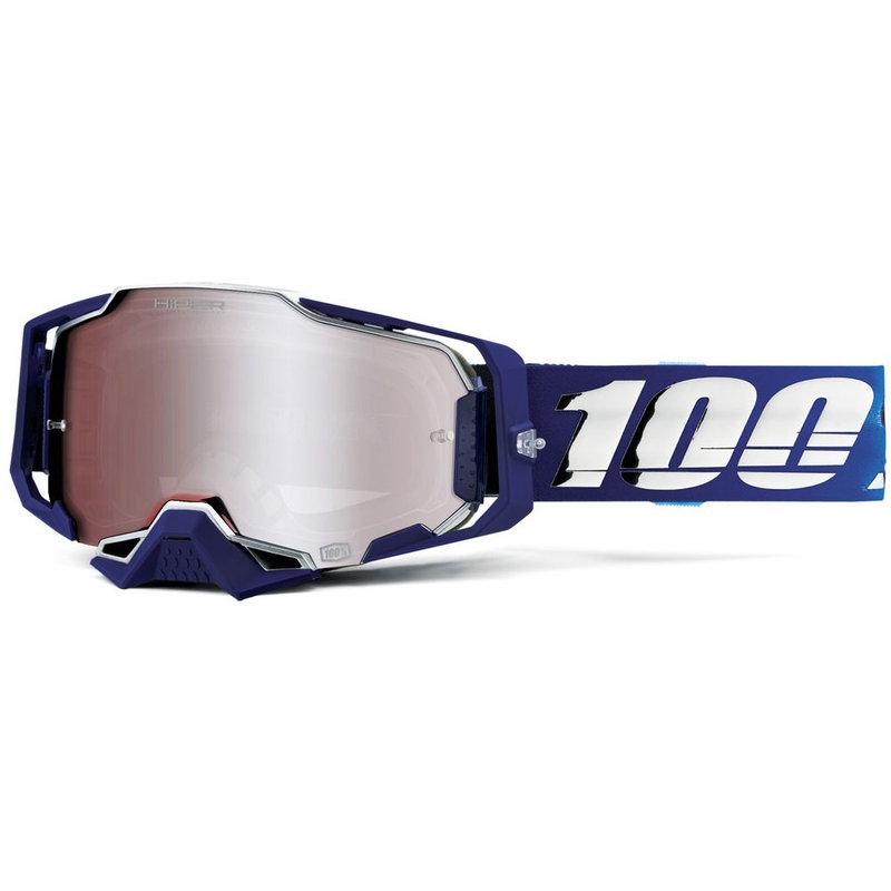 Motocross-lasit 100% ARMEGA Hiper Novel hopeisella pleksillä 100% ARMEGA Hiper Novel hopeisella pleksillä