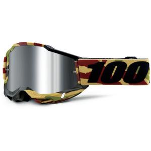 100% Accuri Mission motocrosslasit hopeisella pleksillä.