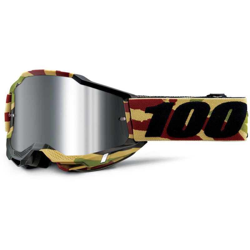 100% Accuri Mission motocrosslasit hopeisella pleksillä.