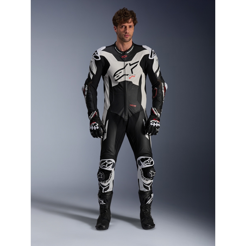 Alpinestars GP Plus V4 Sprint, Tech-air yhteensopiva musta-valko-punainen fluo