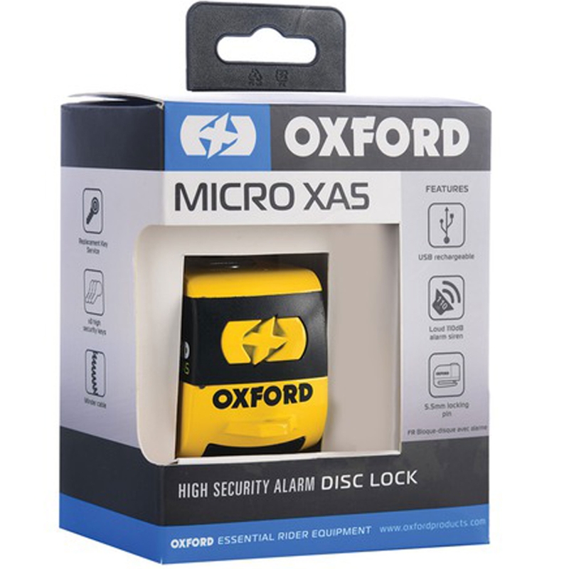 Oxford Micro XA5 levyjarrulukko integroidulla hälytyksellä kelta-musta