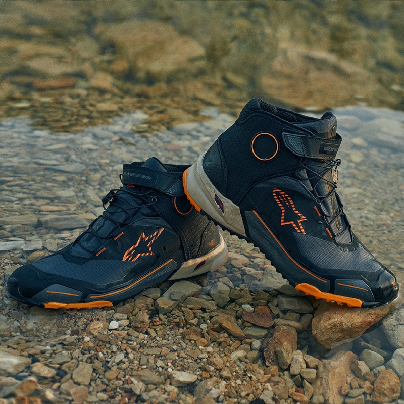 Alpinestars CR-X Drystar musta-ruskea-oranssi moottoripyöräsaappaat