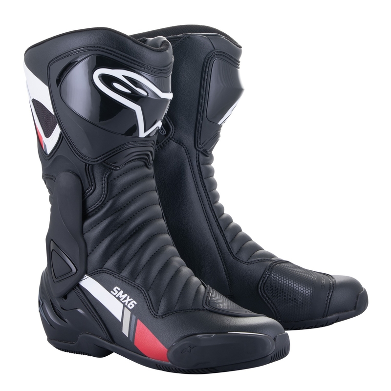 Alpinestars S-MX 6 musta-valko-harmaa-punainen moottoripyöräsaappaat