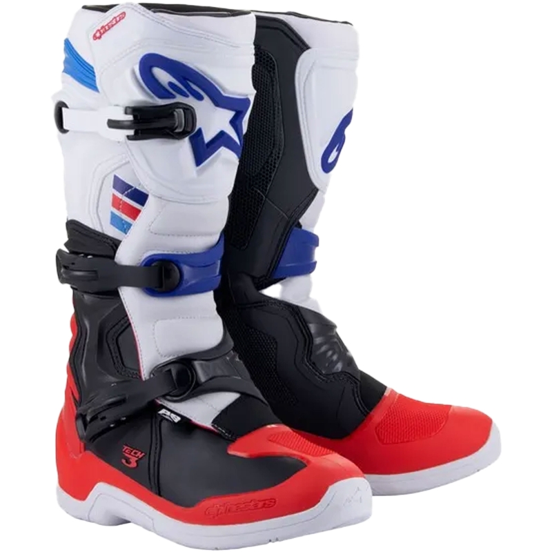 Alpinestars TECH 3 motocross-saappaat valkoinen-musta-sininen-punainen