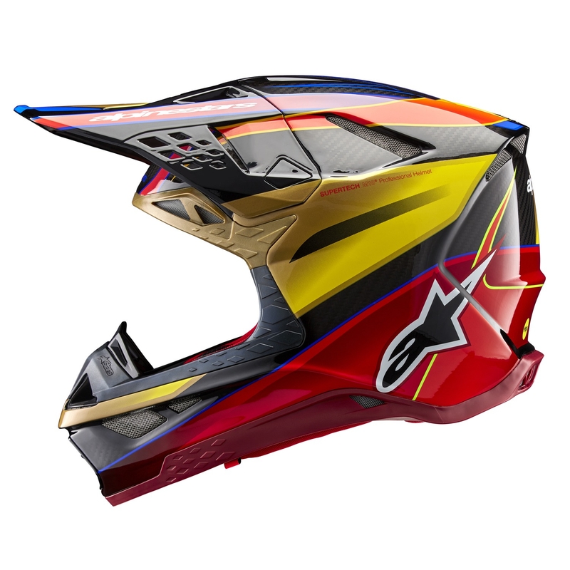 Alpinestars Supertech S-M10 Era kultainen ja punainen motocross-kypärä