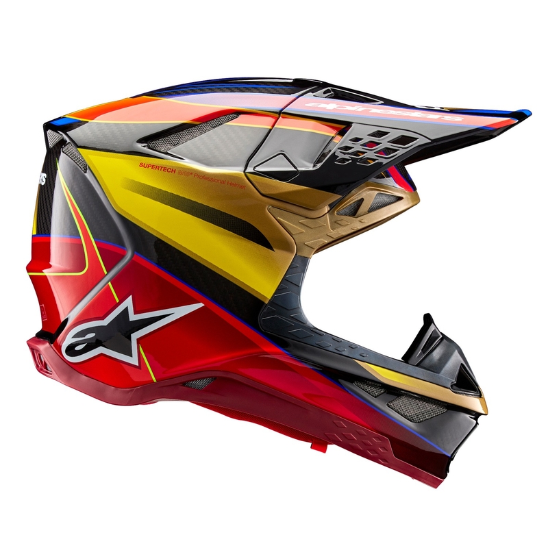 Alpinestars Supertech S-M10 Era kultainen ja punainen motocross-kypärä