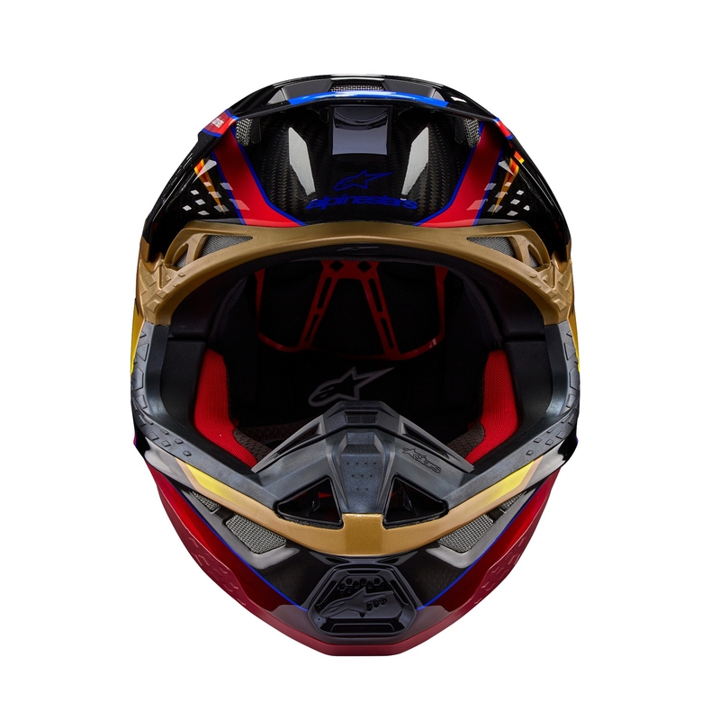 Alpinestars Supertech S-M10 Era kultainen ja punainen motocross-kypärä