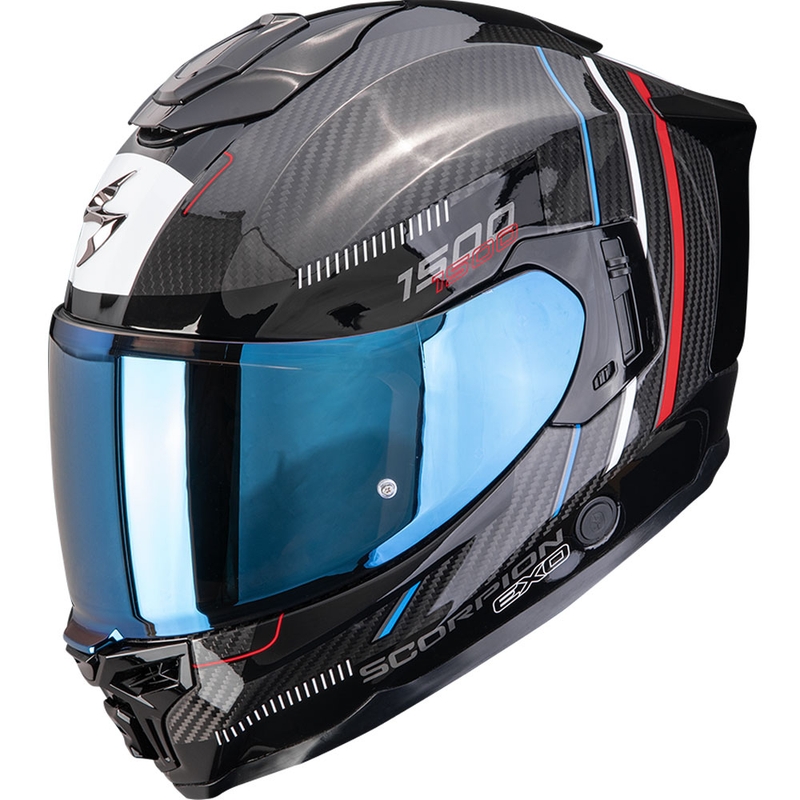 Scorpion EXO-1500 Carbon Air Zity -moottoripyöräkypärä, musta-punainen-sininen