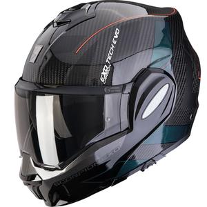 Taitettava moottoripyöräilykypärä Scorpion EXO-TECH EVO Carbon CAD musta-vihreä