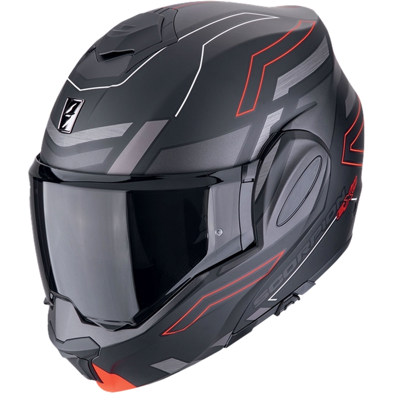 Taitettava moottoripyöräilykypärä Scorpion EXO-TECH EVO CONQUER matta musta-punainen