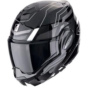 Taitettava moottoripyöräilykypärä Scorpion EXO-TECH EVO CONQUER musta ja valkoinen
