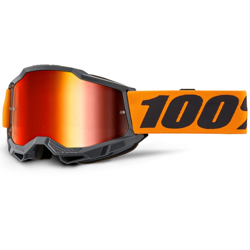 Motocross lasit 100% Accuri 2 oranssi punaisella pleksillä varustettuna