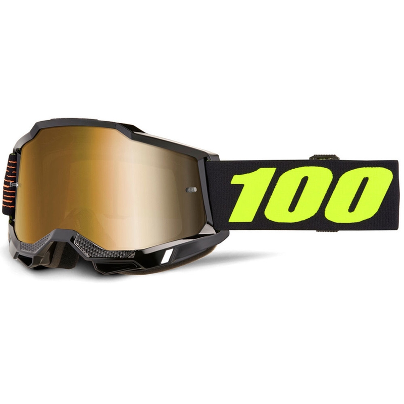 Motocross-lasit 100% Accuri 2 FAIRBANKS kultaisella pleksillä varustettuna.