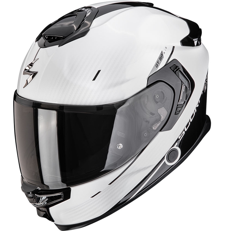 Integroitu moottoripyöräilykypärä Scorpion EXO-GT SP Air Asphalt pearl valkoinen-musta