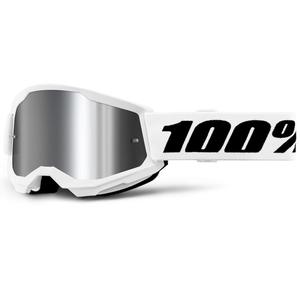 Lasten motocrosslasit 100% STRATA 2 valkoinen hopeisella pleksillä