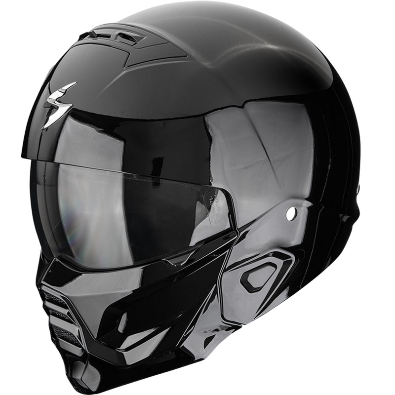 Avoin kypärä maskilla Scorpion EXO-COMBAT II Kiinteä musta
