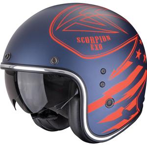 Avoin moottoripyöräilykypärä Scorpion Belfast Dawg matta sininen-punainen