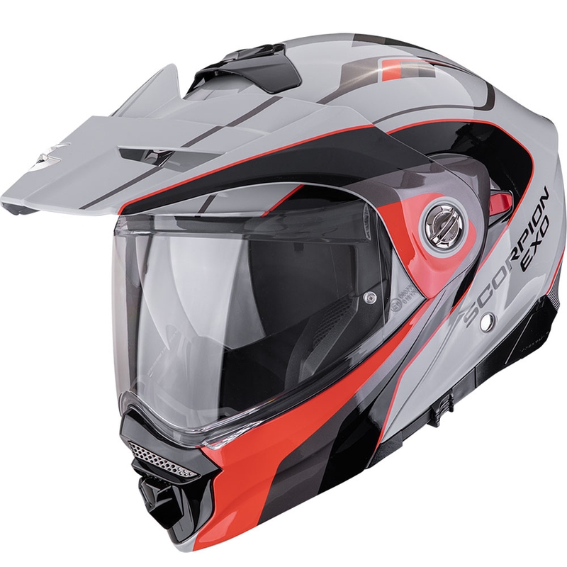 Enduro moottoripyöräilykypärä Scorpion ADX-2 Kamps harmaa-punainen