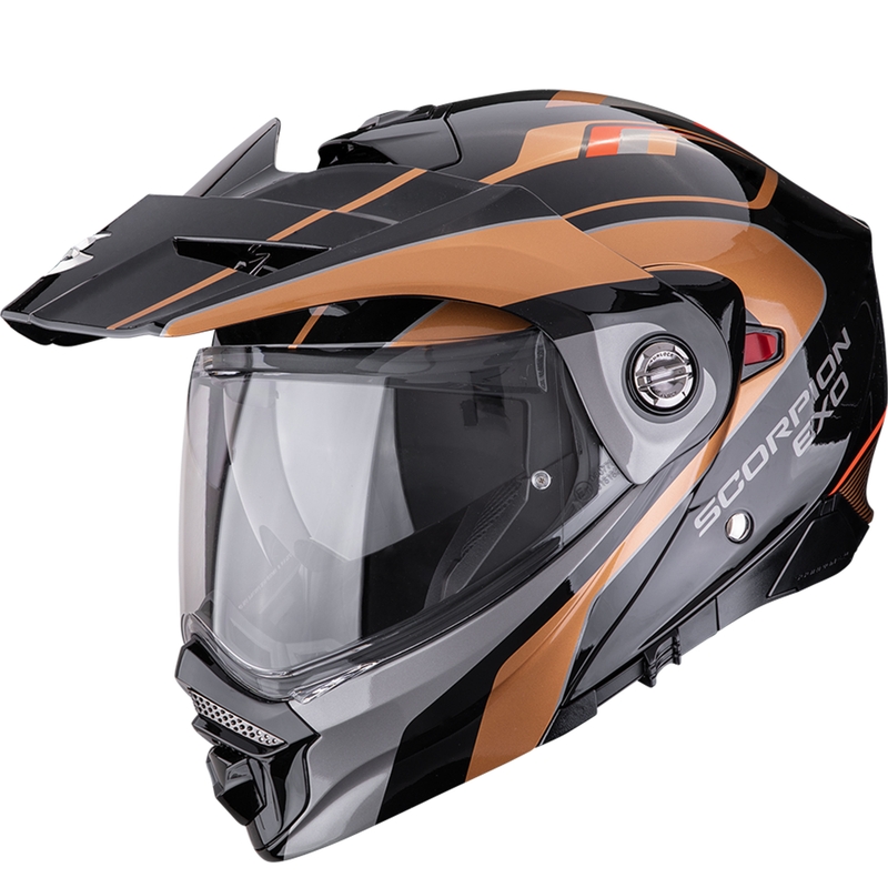 Enduro moottoripyöräilykypärä Scorpion ADX-2 Kamps musta-kupari