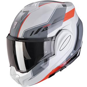 Taitettava moottoripyöräilykypärä Scorpion EXO-TECH EVO Socius harmaa-punainen