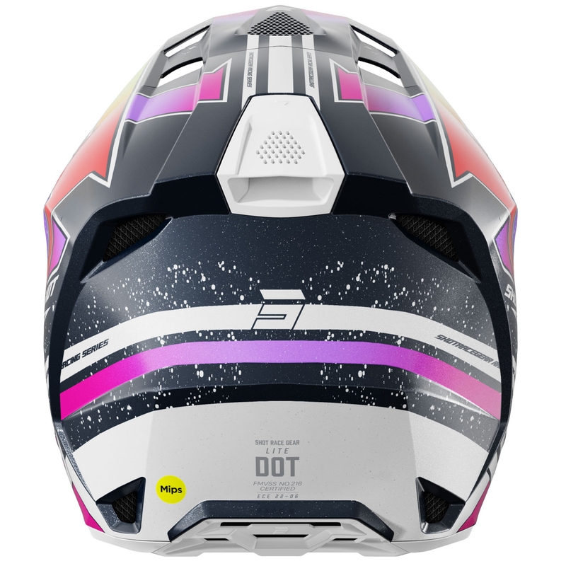 Motocross kypärä Shot Lite Racing helmiäisen sininen-fluo keltainen