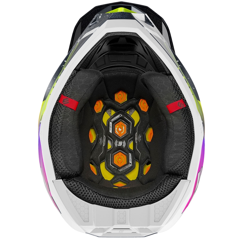 Motocross kypärä Shot Lite Racing helmiäisen sininen-fluo keltainen