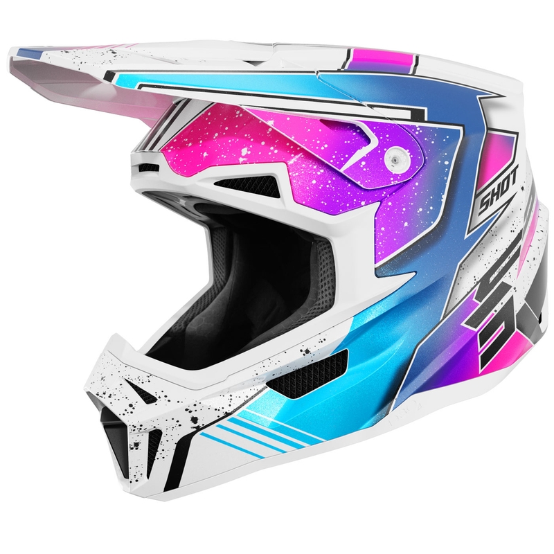 Motocross kypärä Shot Lite Racing helmiäis valkoinen ja vaaleanpunainen