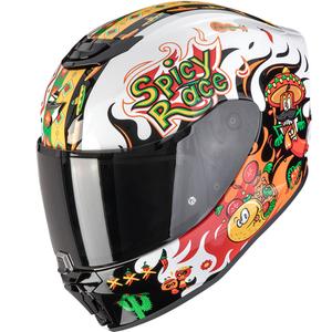 Lasten moottoripyöräilykypärä Scorpion EXO-JNR Air Yucatan valkoinen-oranssi-musta