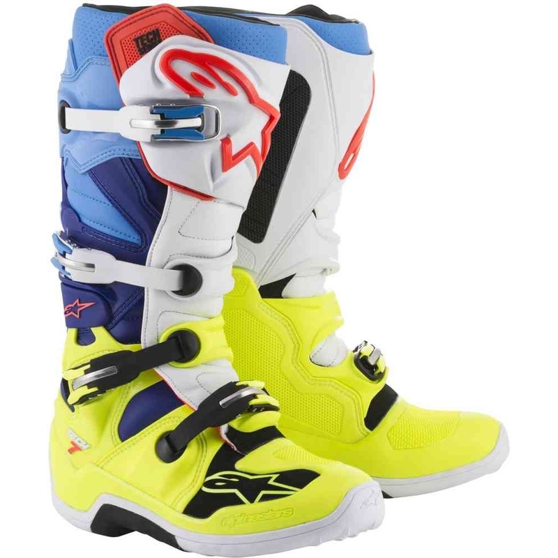 Boty na motorku Alpinestars Tech 7 žluto-bílo-modro-červeno-černé