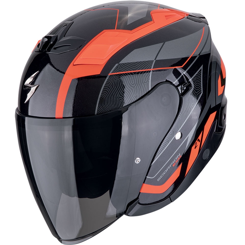 Avoin moottoripyöräilykypärä Scorpion EXO-Z1 VUE musta-punainen