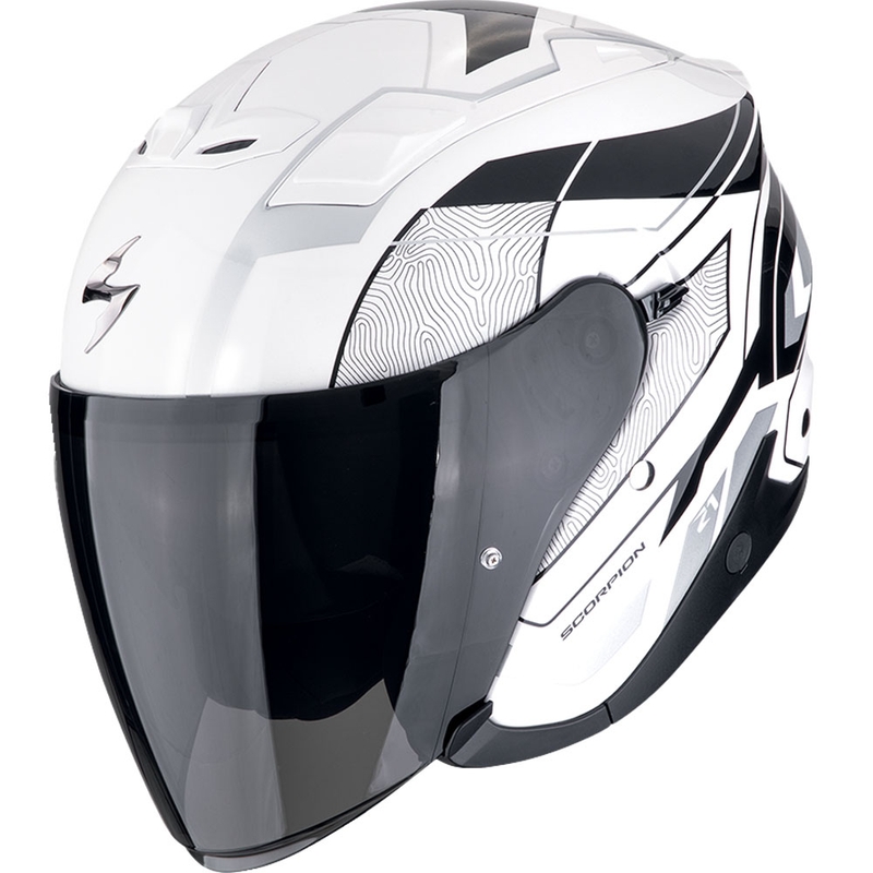 Avoin moottoripyöräilykypärä Scorpion EXO-Z1 VUE valkoinen-musta-hopea