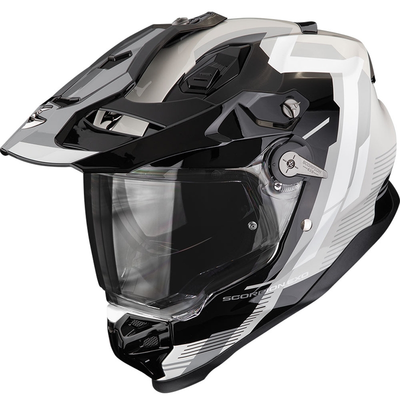 Enduro moottoripyöräilykypärä Scorpion ADF-9000 Air Patrol musta-hopea
