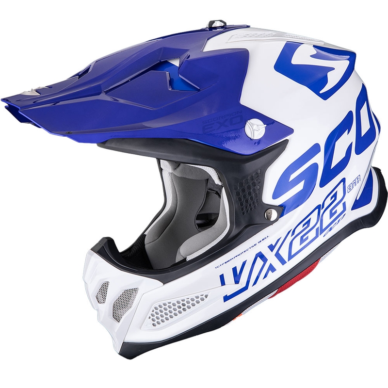 Motocross kypärä Scorpion VX-22 Air Updown valkoinen-sininen-sininen