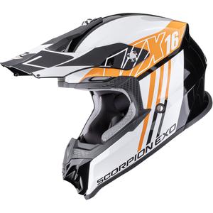Motocross kypärä Scorpion VX-16 EVO Air Lignes musta-oranssi