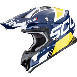 Motocross kypärä Scorpion VX-16 EVO Air Analog valkoinen-sininen-keltainen