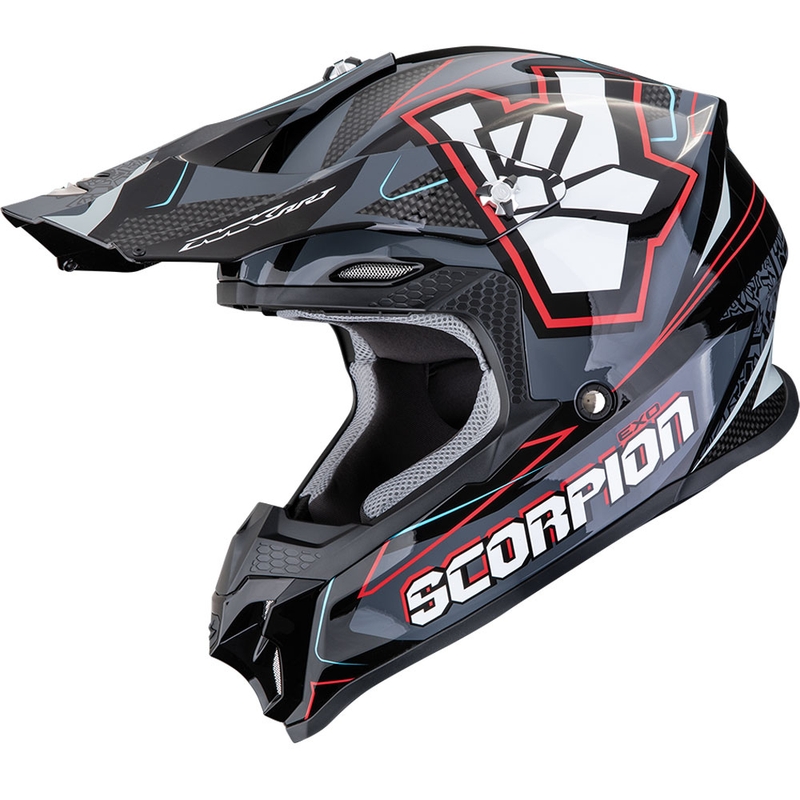 Motocross kypärä Scorpion VX-16 EVO Air ROK musta-harmaa-punainen